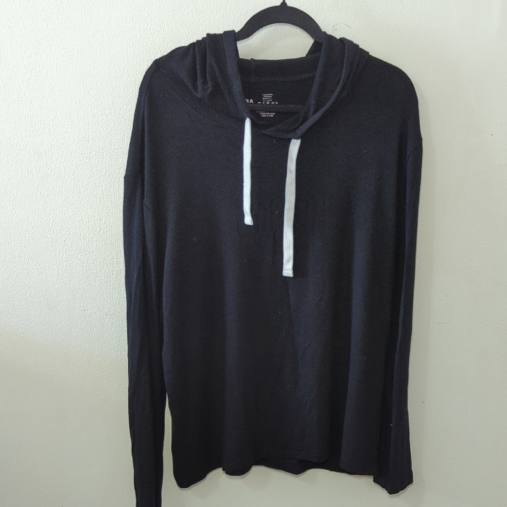 ZYIA Active Boyfriend Hoodie Black with White Drawstrings Women's Size XXL